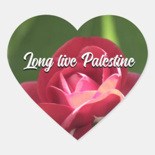 Long live Palestine rose vert coeur Autocollant