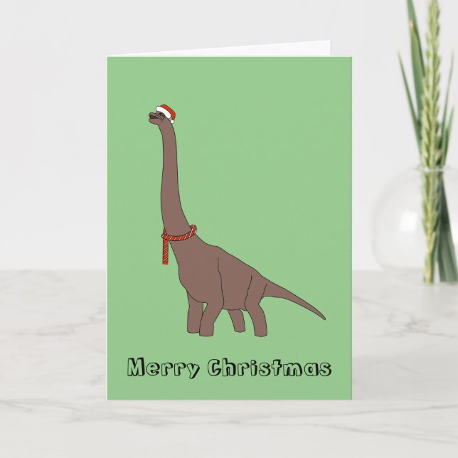 Long Neck Dinosaurier Brachiosaurus WeihnachtsSpec Feiertagskarte (Vorderseite)