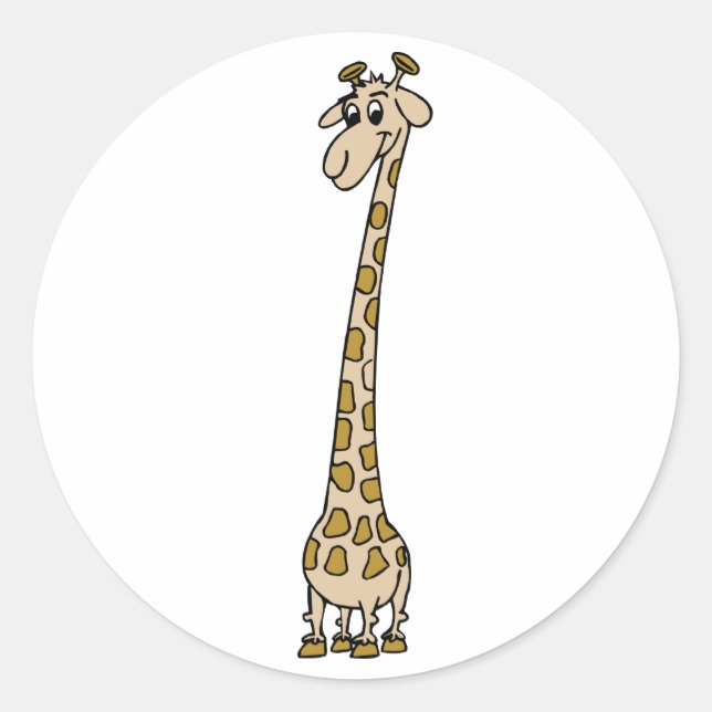 Long Necked Giraffe Runder Aufkleber (Vorderseite)