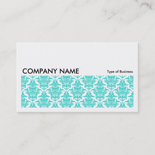 Long Picture 0115 - Aqua Damask Muster Visitenkarte (Vorderseite)