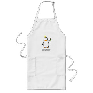 Long PINGOUIN AVEC DU VIN sur un tablier