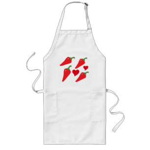 Long Red Hot Chili Peppers Sur un tablier de cuisinier