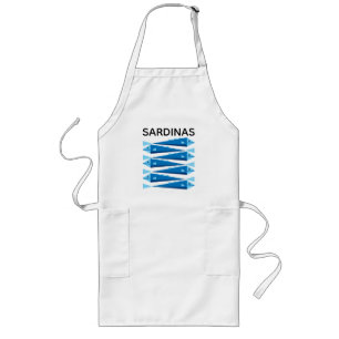 Long Sardines bleu et blanc poisson tablier
