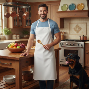 Long Solid White Kitchen Schürze