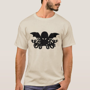 Long T-shirt de douille de Cthulhu - noir