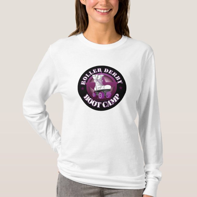 Long T-shirt de douille de RollerDerbyBootCamp (Devant)
