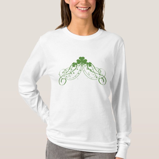 Long T-shirt de douille de shamrocks (Devant)