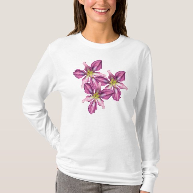 Long T-shirt de trio de Daylily de douille (Devant)