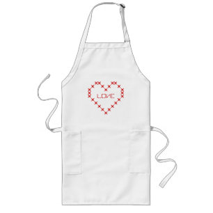 Long Tablier piqué personnalisé de coeur d'amour pour