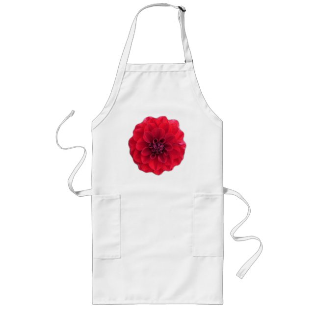 Long Tablier rouge de fleur (Devant)