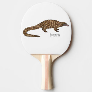 Long-tailed pangolin cartoon illustration tischtennis schläger