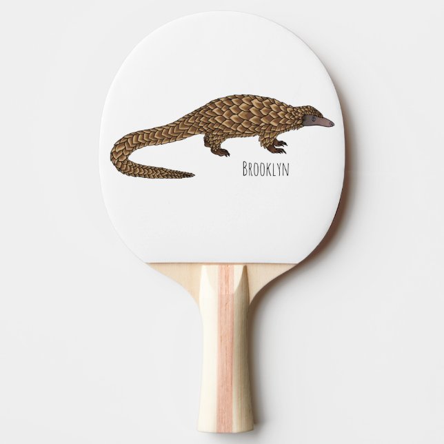 Long-tailed pangolin cartoon illustration tischtennis schläger (Vorderseite)