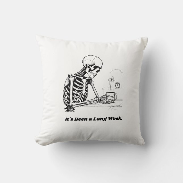 Long Week Skeleton T-Shirt | Minimalist Kissen (Vorderseite)