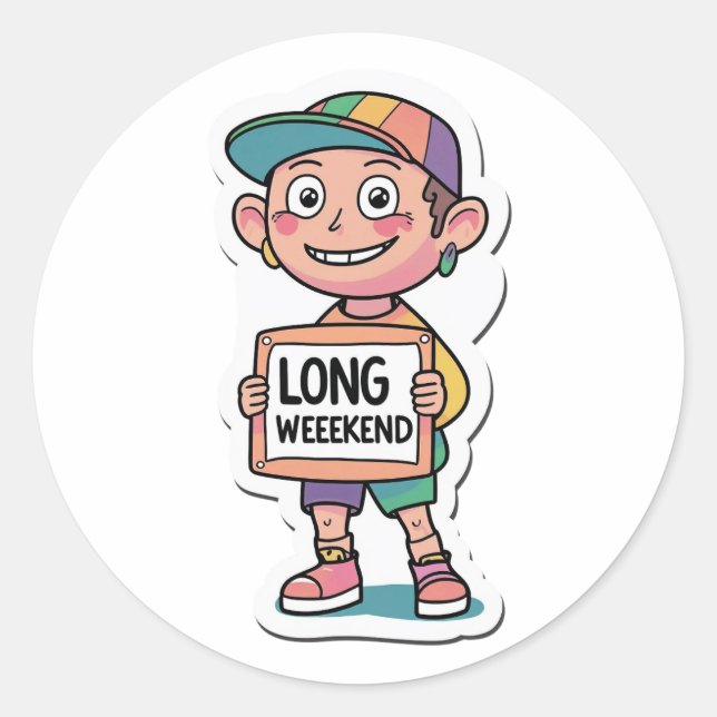 Long Weekend Meme Style Runder Aufkleber (Vorderseite)