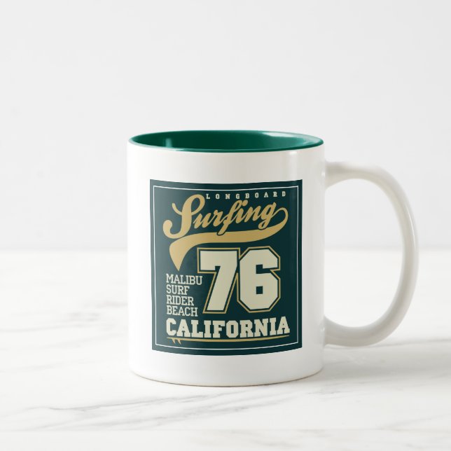 Longboard, das | Kalifornien 76 surft Zweifarbige Tasse (Rechts)