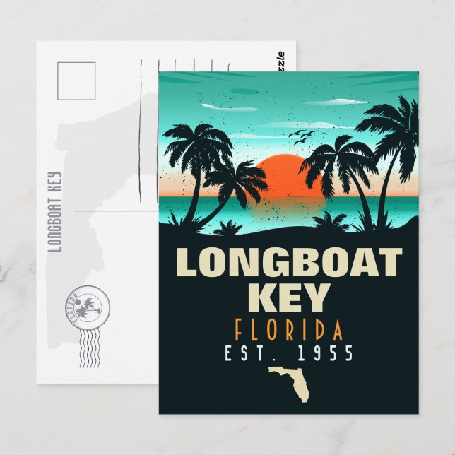 Longboat Key Florida Retro Sunset Souvenirs 60er Postkarte (Vorne/Hinten)