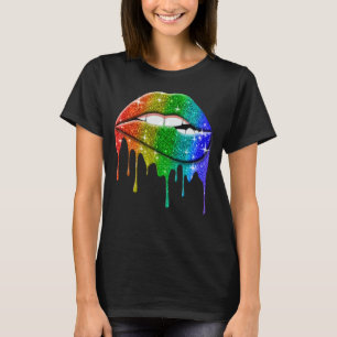 Longbt Rainbow Lips Pride Gay Homosexuell Lesbisch T-Shirt