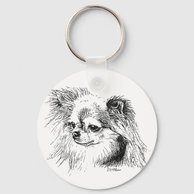 Longcoat chihuahua schlüsselanhänger (Vorderseite)
