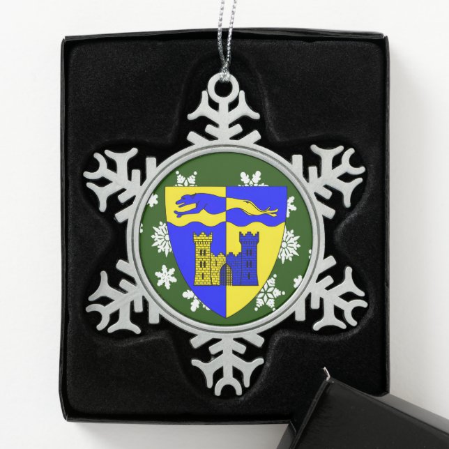 Longford Ireland Wappen Irish Schneeflocken Zinn-Ornament (Box)