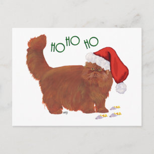 Longhair Red Persian Cat Santa's Helper Feiertagspostkarte