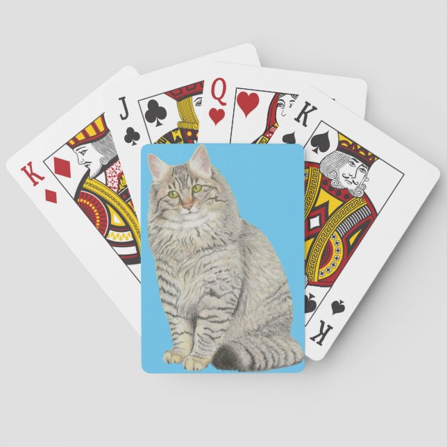 Longhair Tabby Cat Fahrradkarten Spielkarten (Rückseite)