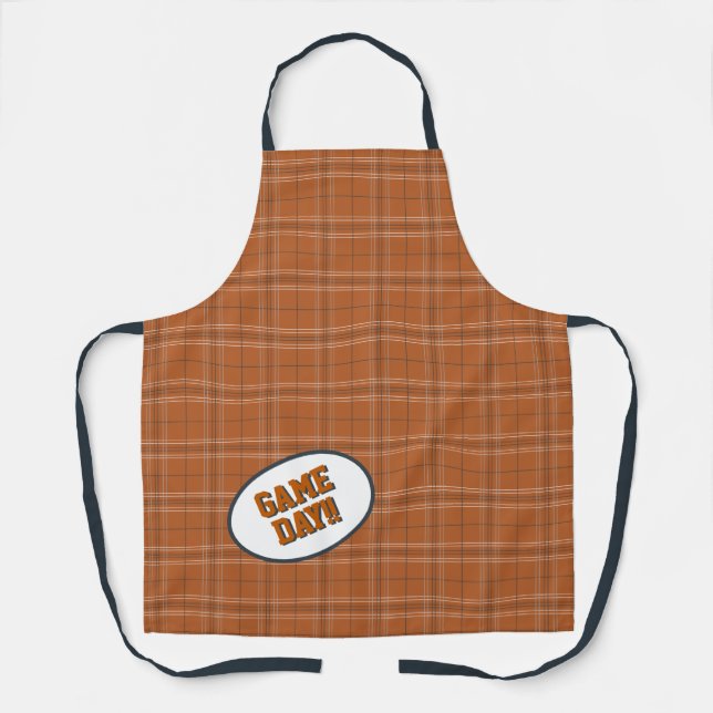 Longhorn Burnt Orange Kariert Pattern Game Day Schürze (Vorderseite)