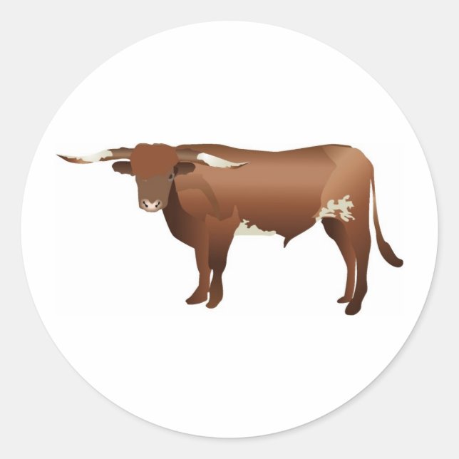Longhorn Cattle Runder Aufkleber (Vorderseite)