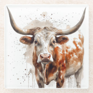 Longhorn-Erbe Glasuntersetzer