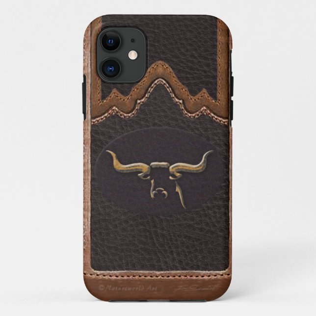 Longhorn-Foto Sim lederner Fall iPhone5 Case-Mate iPhone Hülle (Rückseite)
