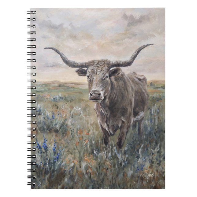 "Longhorn" handbemalt Notizblock (Vorderseite)