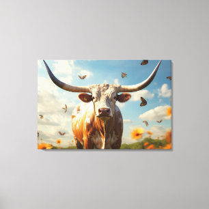 Longhorn Liebe Stretched Canvas Print Leinwanddruck