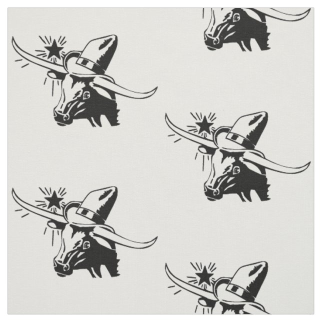 Longhorn-Ochse-Kopf mit Cowboy-Schwarzem Stoff (Muster)