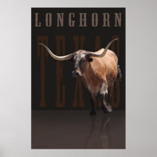 Longhorn-Power-Plakat w/Text -40x60 - oder kleiner Poster