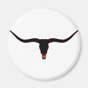 Longhorn-Schädel-Schwarzes und Rot Magnet