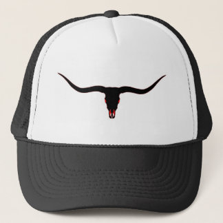 Longhorn-Schädel-Schwarzes und Rot Truckerkappe