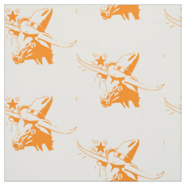 Longhorn Steer Head mit Cowboy-Hut I Stoff