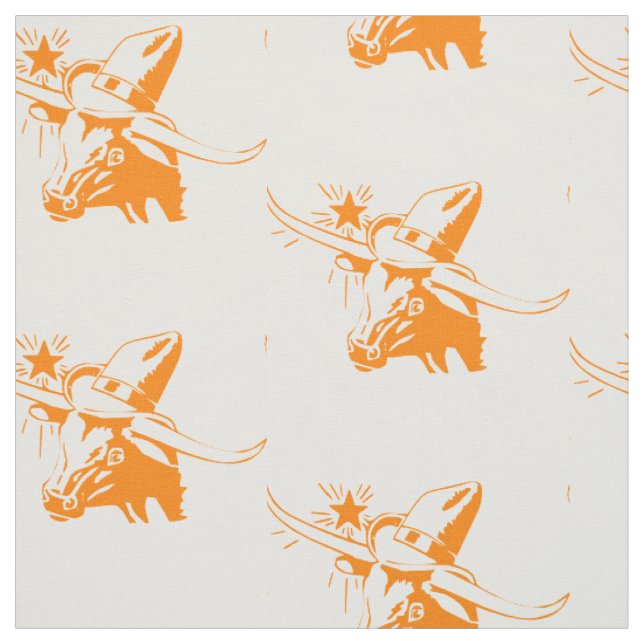 Longhorn Steer Head mit Cowboy-Hut I Stoff (Muster)