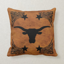Longhorn Steer Silhouette Kissen