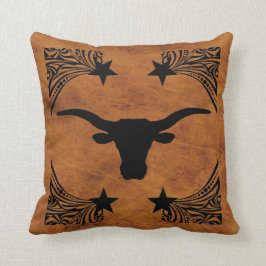Longhorn Steer Silhouette Kissen