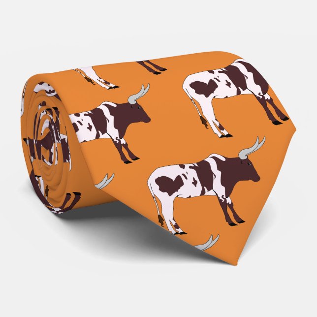Longhorn Steer Team Mascot Football Necktie Krawatte (Gerollt)