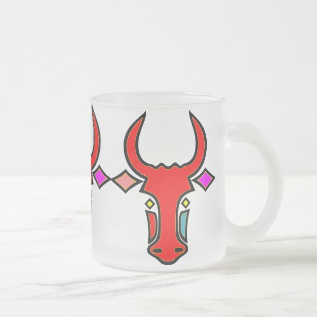 Longhorn Texas Stylisé Frosted Glass Mug (Droit)