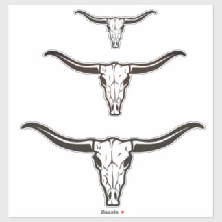 Longhorn trois autocollants de crâne à pile