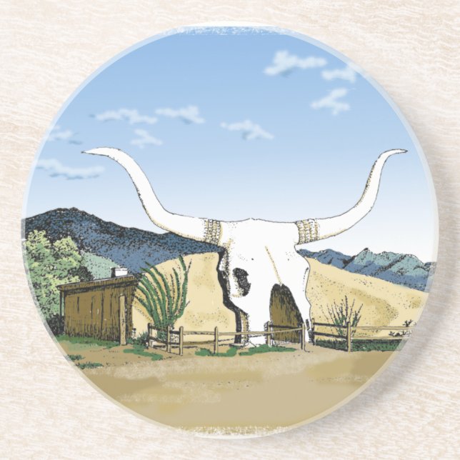Longhorn-Untersetzer Sandstein Untersetzer (Vorne)