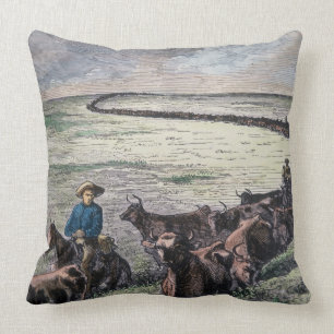 Longhorn-Vieh fährt von Texas nach Abilene, Kansa Kissen