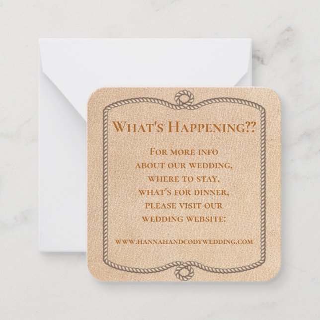 Longhorn Western Wedding Info Card Mitteilungskarte (Vorderseite)