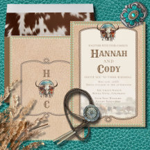 Longhorn Western Wrangler Hochzeitseinladung