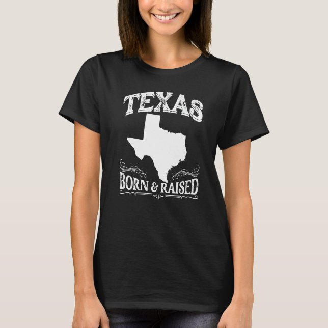 Longhorn Zuhause Staat Texas Pride Texas Geboren & T-Shirt (Vorderseite)