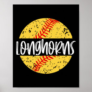 Longhorns Softball Team Maskottchen Schulgeist Spi Poster