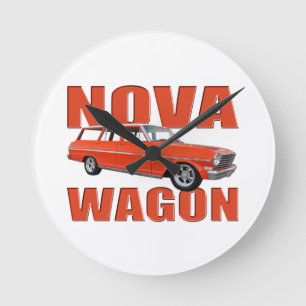 longroof Lastwagen des Novas 1963 rotes chevy II Runde Wanduhr