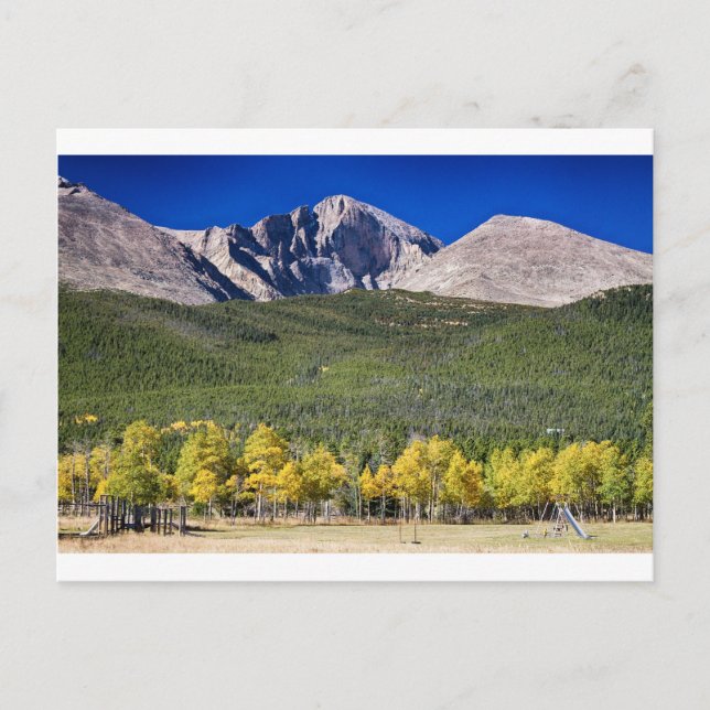 Longs Peak a Colorado Spielplatz Postkarte (Vorderseite)